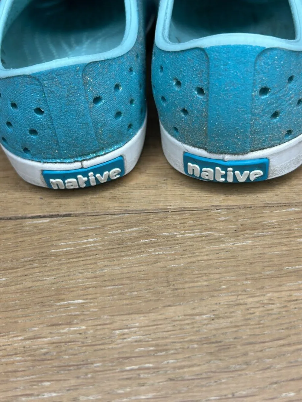 Native Jefferson Kids Glitter Slip On Shoes Turquoise Blue Size C8